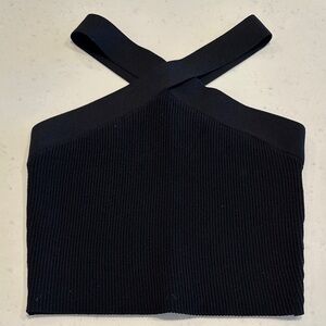 Quince Cross Crop Top Black Size Medium NWOT